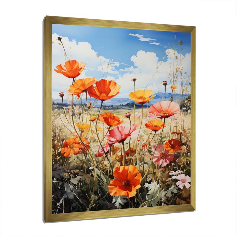 Designart "Meadow Of Marigolds" Meadow Framed Wall Art Living Room